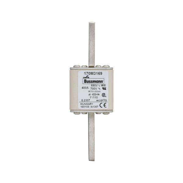 Fuse-link, high speed, 400 A, AC 690 V, compact size 1, 45 x 45 x 134 mm, aR, DIN, IEC, single indicator image 5