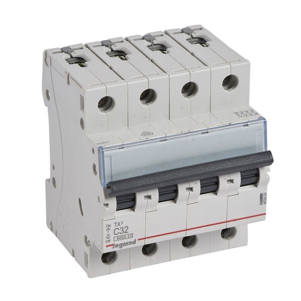 MCB TX³ 6000 - 4P - 400 V~ - 32 A - C curve - prong-type supply busbars image 1