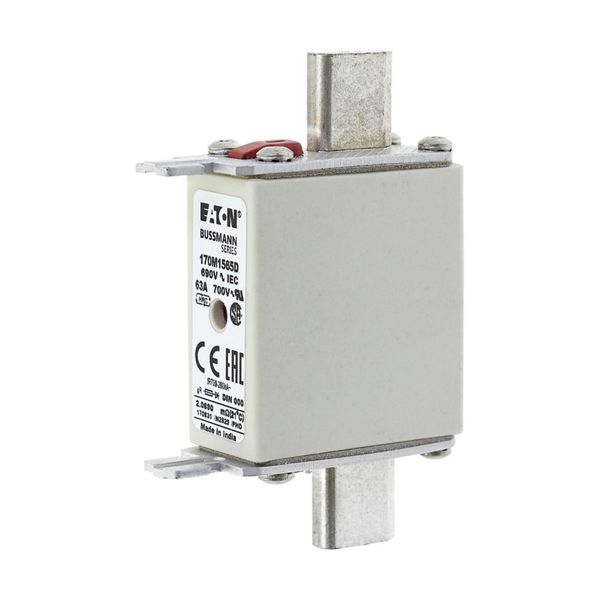 Fuse-link, high speed, 63 A, AC 690 V, DIN 000, gR, DIN, IEC, dual indicator, live gripping lugs image 9