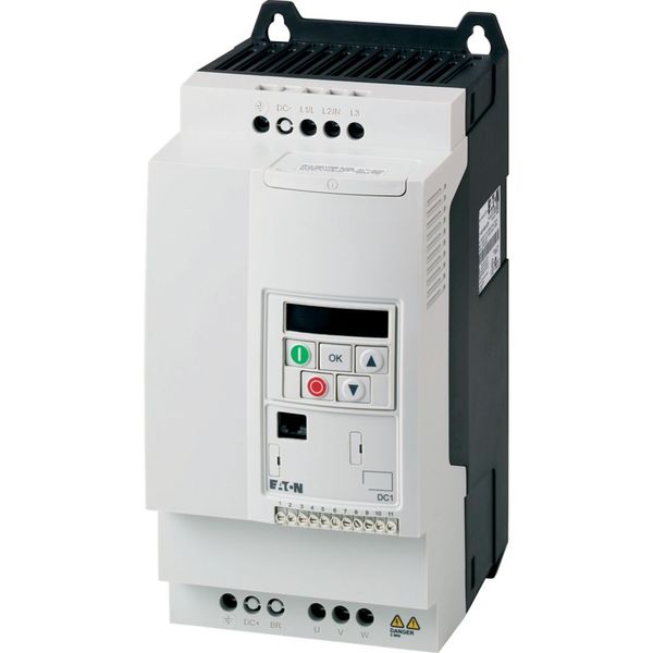 Variable frequency drive, 230 V AC, 3-phase, 18 A, 4 kW, IP20/NEMA 0, Radio interference suppression filter, Brake chopper, FS3 image 1