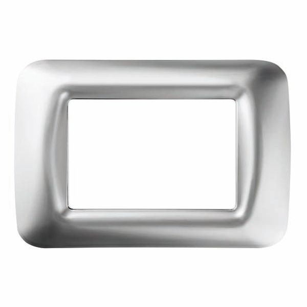 TOP SYSTEM PLATE - IN TECHNOPOLYMER GLOSS FINISH - 3 GANG - SOFT CHROME - SYSTEM image 2