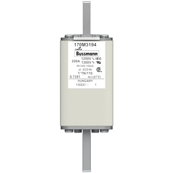 Fuse-link, high speed, 200 A, AC 1250 V, compact size 1, 45 x 58 x 138 mm, aR, DIN, IEC, type T indicator image 1