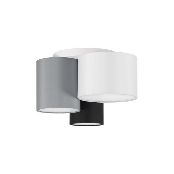 Sandy White Metal Base White, Black & Grey Fabric Shade LED E27 3x12 Watt 230 Volt IP20 Bulb Excluded D: 35 H: 21 cm image 1