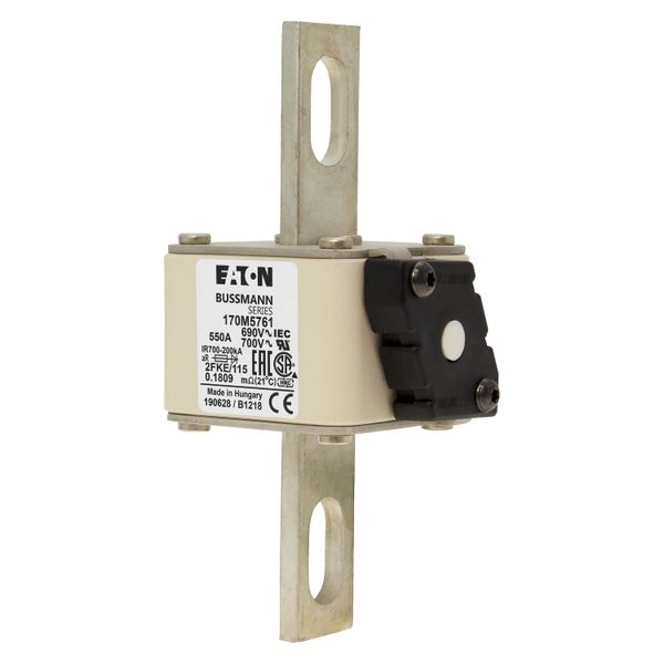 Fuse-link, high speed, 550 A, AC 690 V, size 2, 61 x 77 x 135 mm, aR, IEC, UL, single indicator image 9