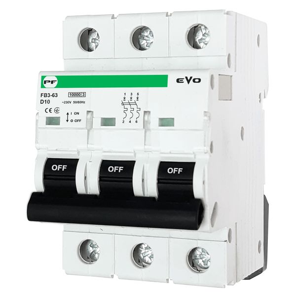 Miniature circuit breaker FB3-63 3P D 10A 10kA EVO image 1