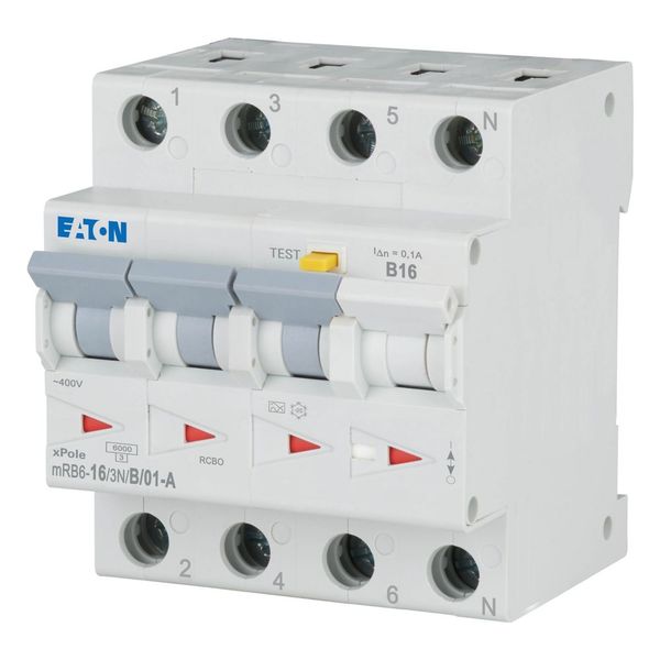 RCD/MCB combination, 16 A, 100 mA, MCB trip characteristic: B, 3p+N, RCD trip characteristic: A image 5