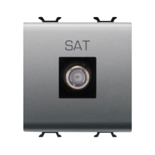 COAXIAL TV SOCKET-OUTLET, CLASS A SHIELDING - FEMALE F CONNECTOR - DIRECT  - 2 MODULE - TITANIUM - CHORUSMART image 1