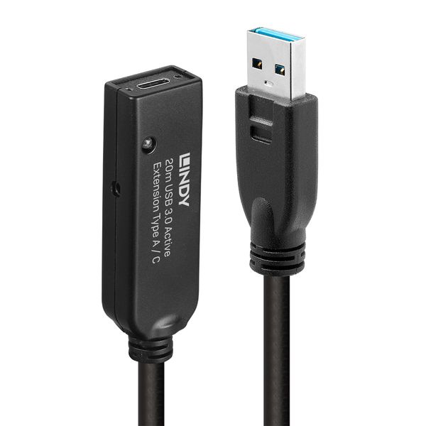 20m USB 3.0 Active Extension Type A to C 20m Extension for a USB Type C device on a USB Type A computer image 1