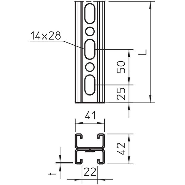 MS4142P6000FT Profile rail perforated, slot 22mm 6000x41x42 image 2