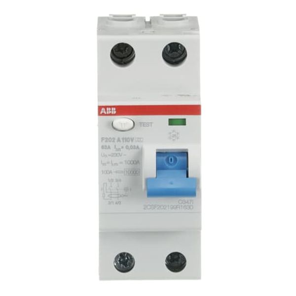 F202 A-63/0.03 110V Residual Current Circuit Breaker 2P A type 30 mA image 3
