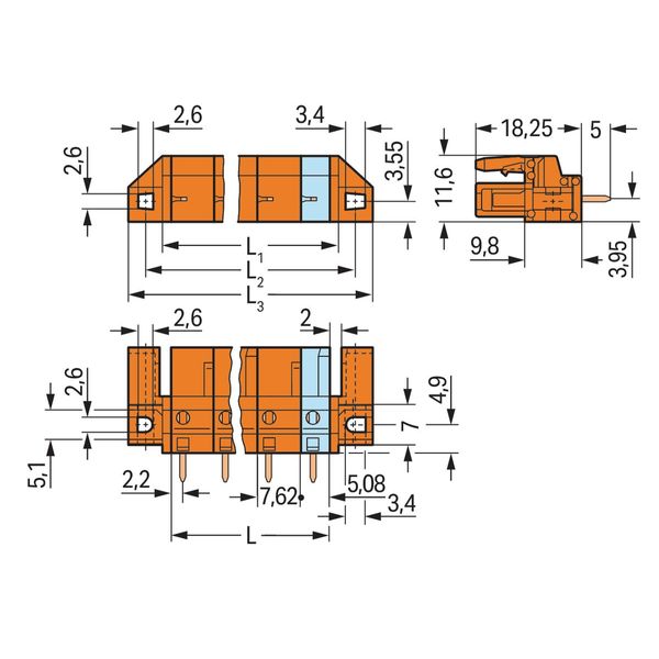 THT female header straight Pin spacing 7.62 mm orange image 3