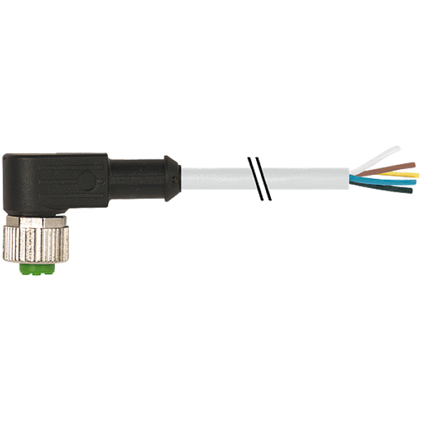 M12 female 90° A-cod. with cable PUR 5x0.34 gy UL/CSA+drag ch. 0.3m image 1