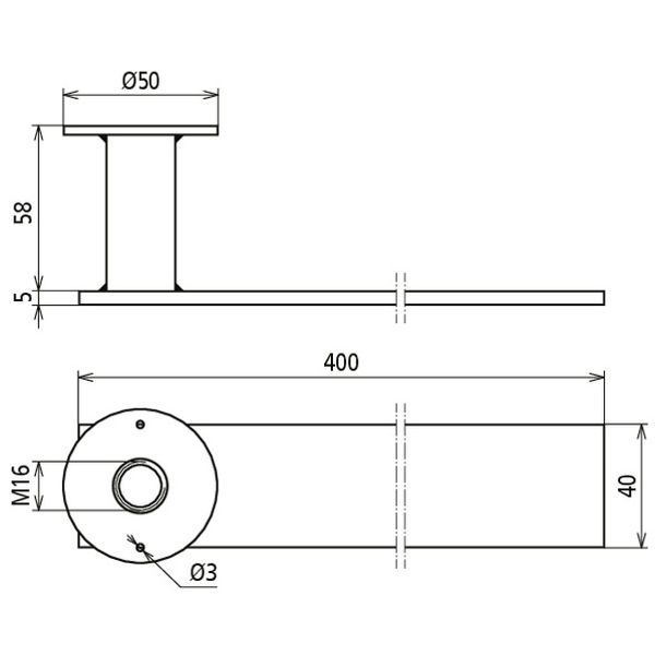 Flat steel earthing bridge, conn. plate with M16 thread D 50mm H 58mm  image 2