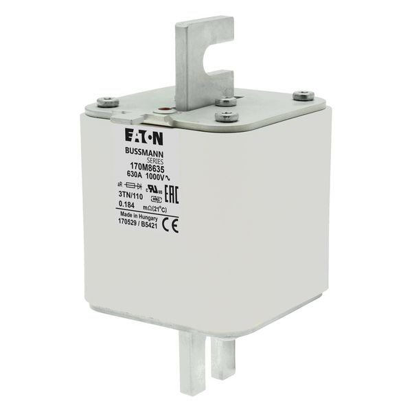 Fuse-link, high speed, 630 A, AC 1000 V, DIN 3, 74 x 90 x 139 mm, aR, DIN, IEC, single indicator image 17