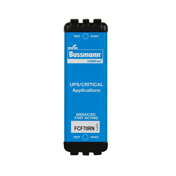 Eaton Bussmann series FCF fuse, Finger safe, 600 Vac, 600 Vdc, 70A, 200 kAIC at 600 Vac, 50 kAIC at 600 Vdc, Non Indicating, Fast acting, Class CF, CUBEFuse, Glass filled polyethersulfone case image 1
