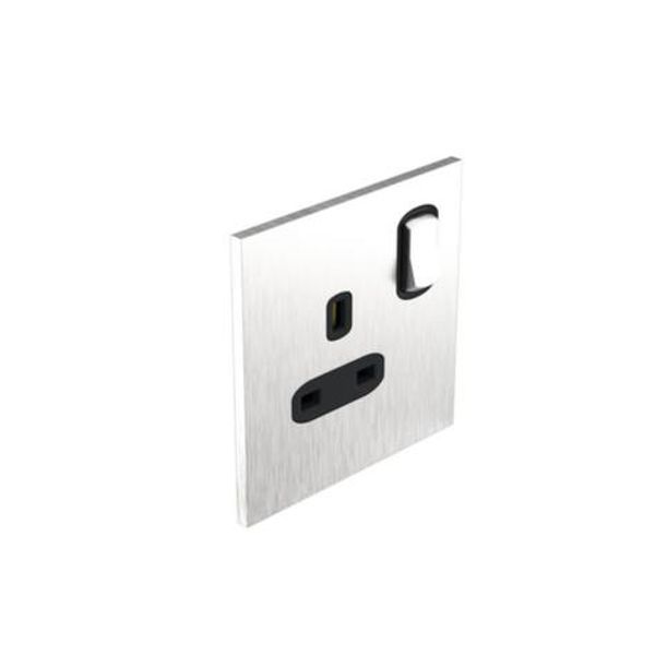 Art d'Arnould - 1 gang BS socket outlet 13 A-250V single pole switched Epure - Brushed Steel image 1