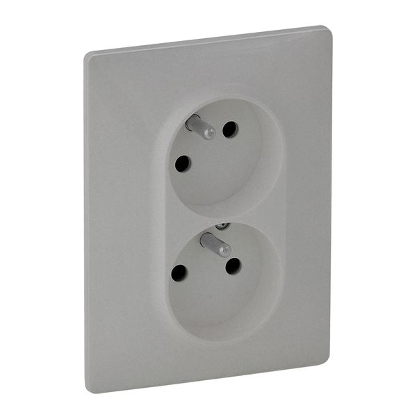 2x2P+E socket with shutters Valena Life - French std - 16 A - 250 V~ - alu image 1