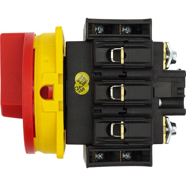 Main switch, P3, 63 A, flush mounting, 3 pole, 2 N/O, 2 N/C, Emergency switching off function, With red rotary handle and yellow locking ring image 34