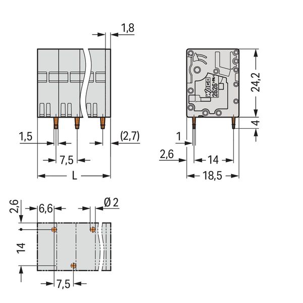 PCB terminal block 6 mm² Pin spacing 7.5 mm gray image 3