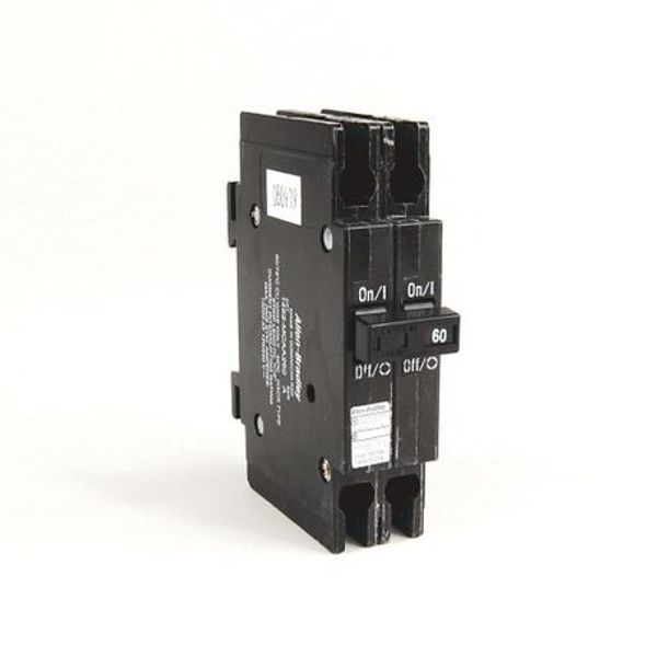 Allen-Bradley, 1492-MC Circuit Breaker, 1492 Miniature Circuit Breaker, Circuit Breaker - 1/2 in wide per pole, DIN rail mounting, 10 kA, 2 Poles, 60 Amps, Standard Terminal image 1