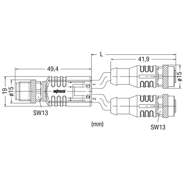 Sensor/Actuator cable 2xM12 socket straight M12A plug straight image 5