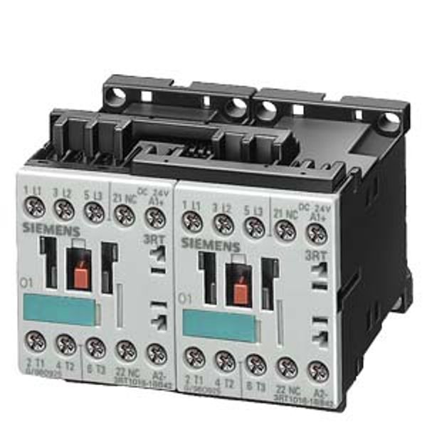 Reversing contactor assembly AC-3, 3 kW/400 V, 3-pole Size S00, Spring-type terminal 24 V DC Electrical and mechanical  3RA1315-8XB30-2BB4 image 1