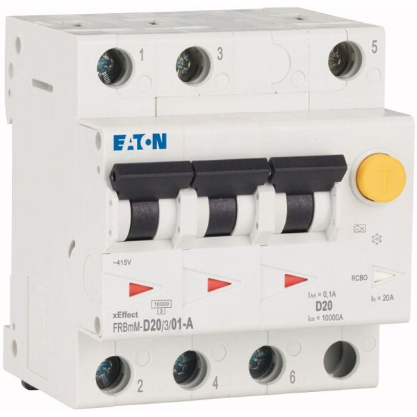 RCD/MCB combination, 20 A, 100 mA, MCB trip characteristic: D, 3p, RCD trip characteristic: A image 4