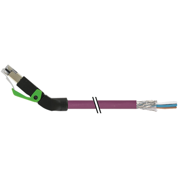 RJ45 male 45° up with cable PUR 1x4xAWG22 shielded vt+drag-ch 0.3m image 1