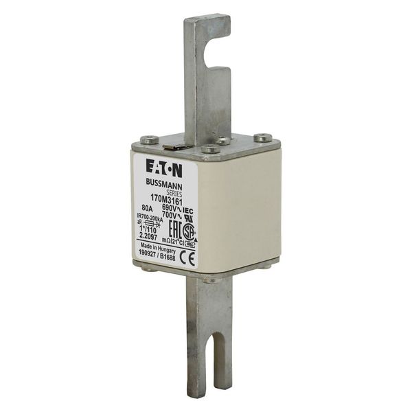 Fuse-link, high speed, 80 A, AC 690 V, compact size 1, 45 x 45 x 134 mm, aR, DIN, IEC, single indicator image 3