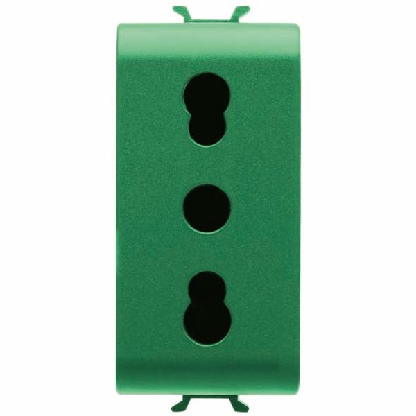 ITALIAN STANDARD SOCKET-OUTLET 250V ac - FOR DEDICATED LINES - 2P+E 16A DUAL AMPERAGE - P11-P17 - 1 MODULE - GREEN - CHORUSMART image 2