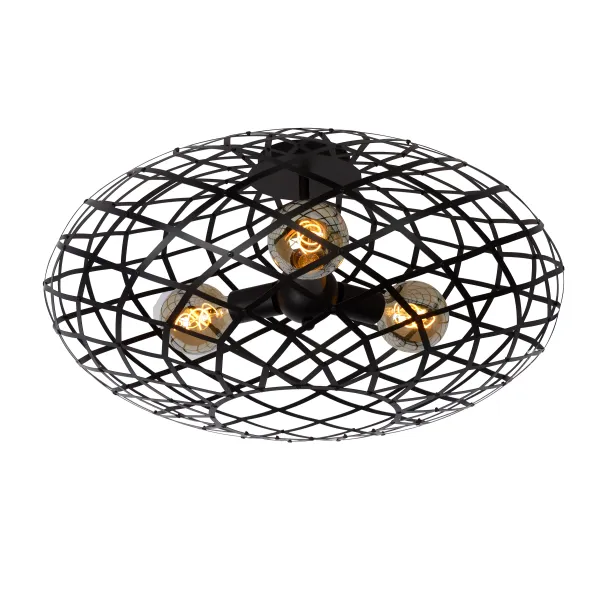 Lucide WOLFRAM - Flush ceiling light - Ø 65 cm - 3xE27 - Black image 1