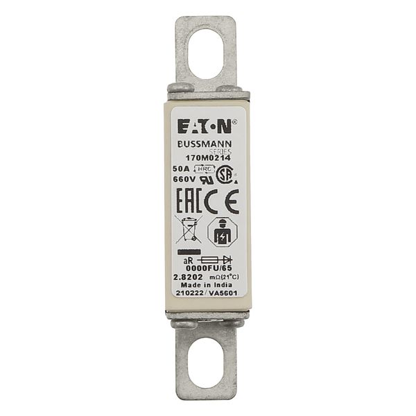 Fuse-link, high speed, 50 A, AC 660 V, size 0000, 18 x 19 x 80 mm, aR, UL image 15