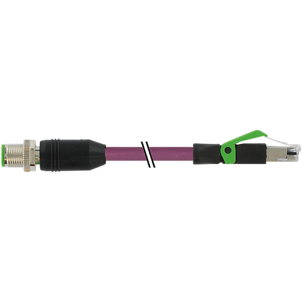 M12 male 0° D-cod./RJ45 male 0° PUR 1x4xAWG22 shielded vt+dragch 5m image 1