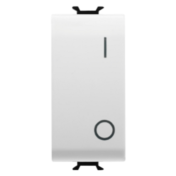 ONE-WAY SWITCH 2P 250V ac - 16AX – NEUTRAL BUTTON - SYMBOL 0/1 - 1 MODULE - GLOSSY WHITE - CHORUSMART image 1