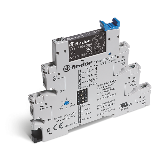 Rel. interface EMR Timer function screw. 6,2mm.1CO 6A/24VUC, AgNi (38.21.0.024.0060) image 2