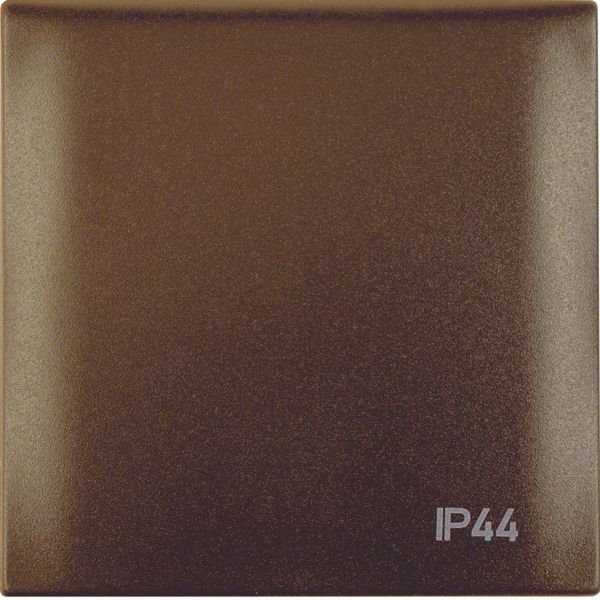 Integro Flow-Frame 1-Gang with Hinged Cover, Imprint IP44, Brown Matt image 1