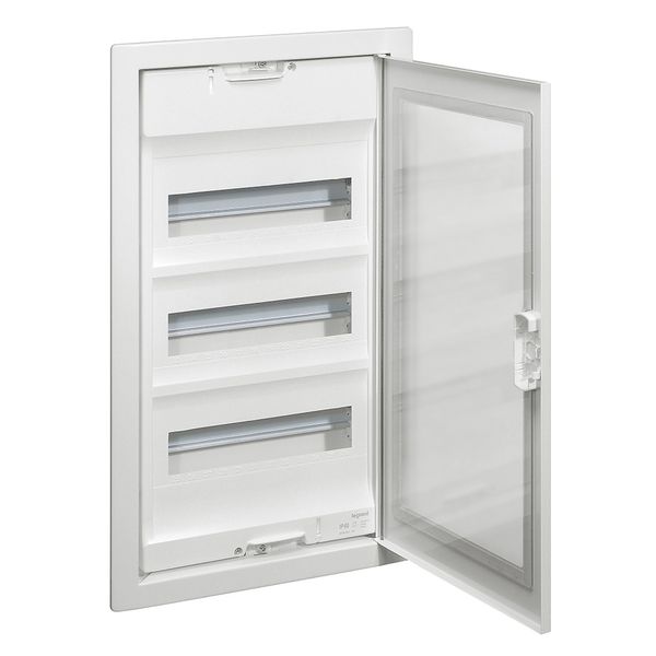 Flush-mounting cabinet Nedbox - transparent door - 3 rows - 36+6 modules image 1