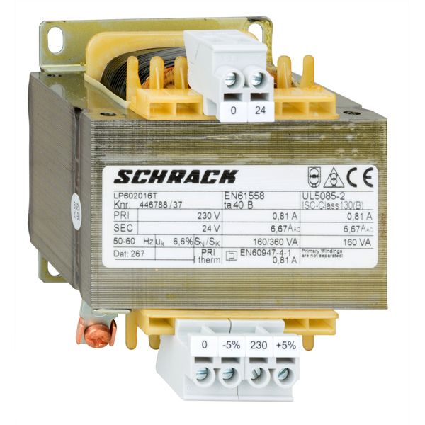 Single Phase Control Transformer 230V/24V, 160VA, IP00 image 1