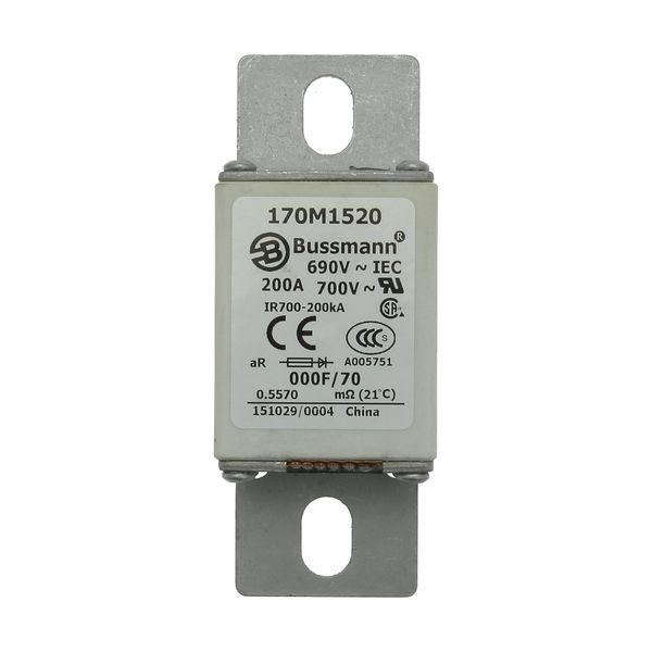 Fuse-link, high speed, 200 A, AC 690 V, size 000, 24 x 36 x 96 mm, aR, IEC, visual indicator image 8