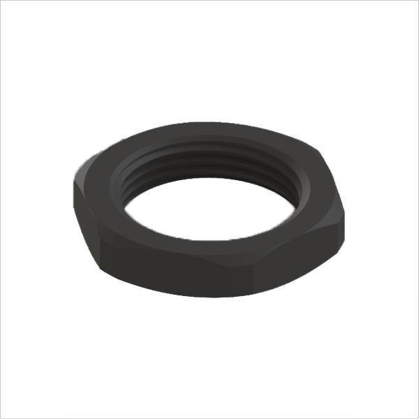 Hex locknut, M32, PA6, black RAL9005 image 1