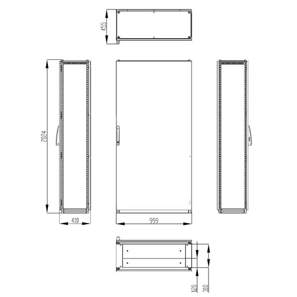 Modular enclosure 1 door IP55 H=2000 W=1000 D=400 mm image 2