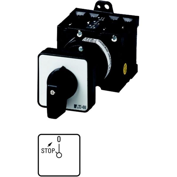 On switches, T3, 32 A, rear mounting, 1 contact unit(s), Contacts: 4, 45 °, momentary, With 0 (Off) position, With spring-return to 0, STOP>0, Design image 2