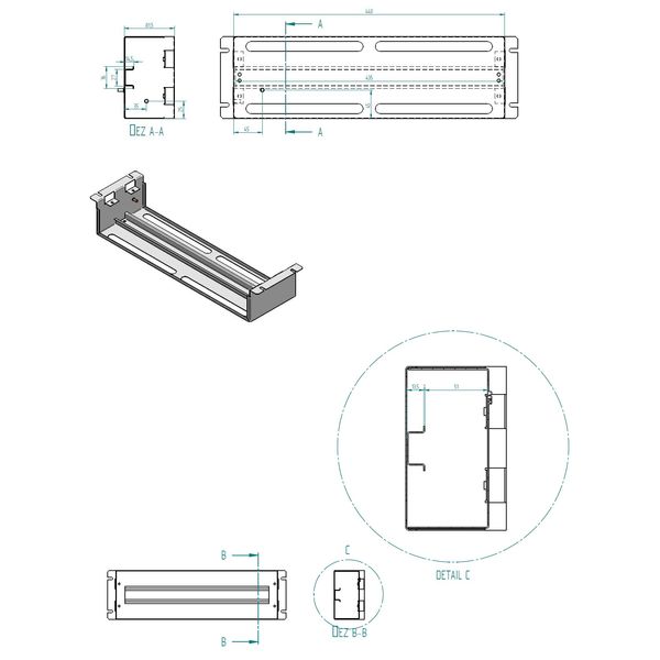 19" DIN-rail panel with back-cover, 3U, RAL7035 image 11