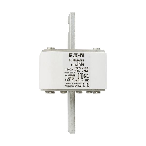 Fuse-link, high speed, 1600 A, AC 690 V, DIN 3, 76 x 90 x 139 mm, aR, DIN, IEC, single indicator image 5