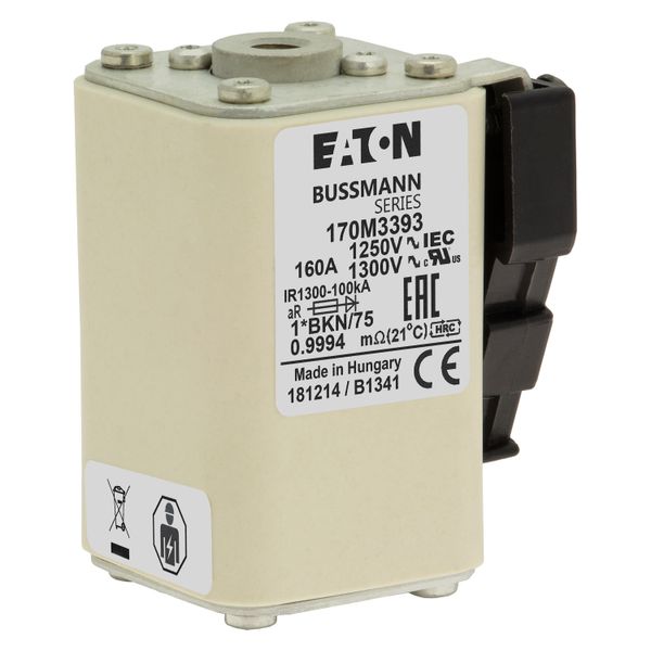 Fuse-link, high speed, 160 A, AC 1250 V, compact size 1, 45 x 59 x 75 mm, aR, IEC, UL, single indicator image 18