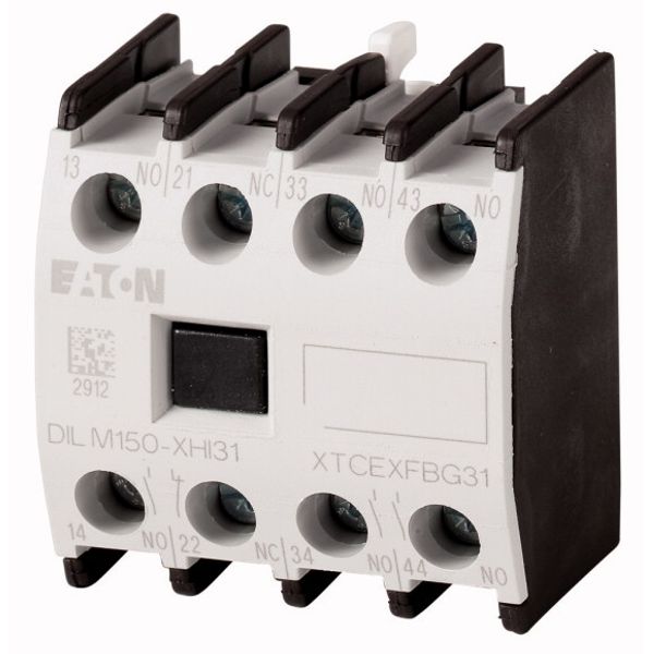Auxiliary contact module, 4 pole, Ith= 16 A, 2 N/O, 2 NC, Front fixing, Screw terminals, DILM40 - DILM170, XHIA image 1