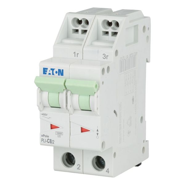 Miniature circuit breaker (MCB) with plug-in terminal, 8 A, 2p, characteristic: C image 1