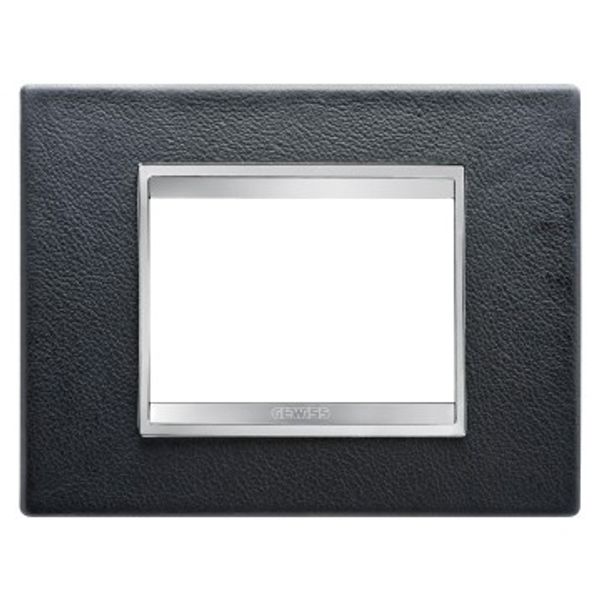 LUX PLATE 3-GANG BLACK LEATHER GW16203PN image 1