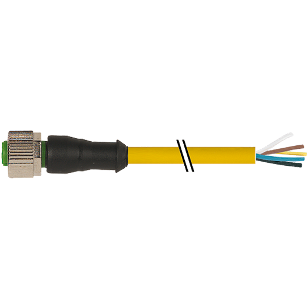 M12 female 0° A-cod. with cable PUR 5x0.34 ye UL/CSA+drag ch. 18m image 1