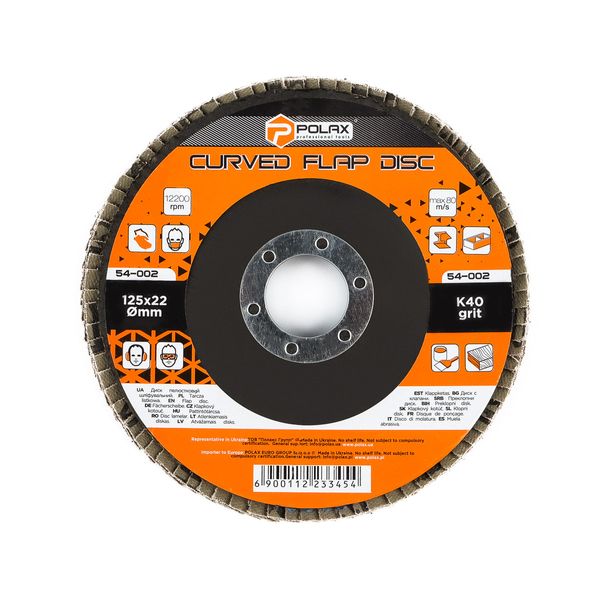 Curved Flap disc 125 * 22мм Abrasive grit K40 image 1